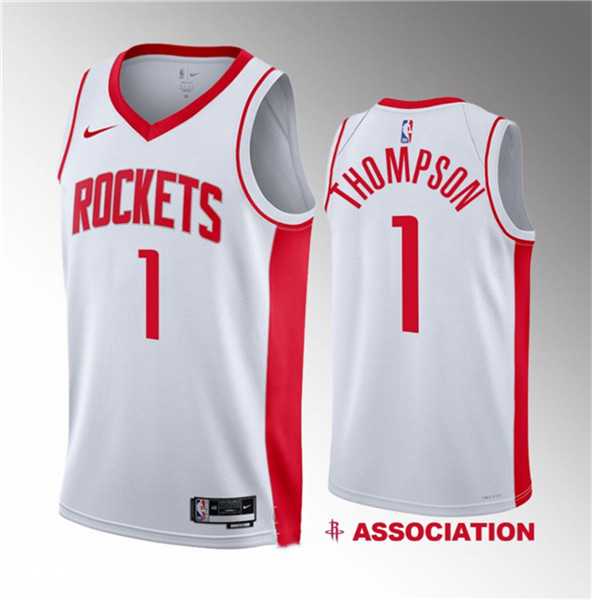 Men%27s Houston Rockets #1 Amen Thompson White 2023 Draft Association Edition Stitched Basketball Jersey